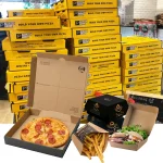 Custom food packaging boxes: printed pizza boxes, kraft takeaway containers and burger boxes - the food-contact packaging now covered by PPWR substance limits and labelling duties