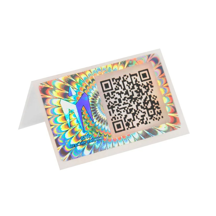 Certificate of authenticity hologram sticker with QR code: 2D lensflare hologram sample for certificate verification