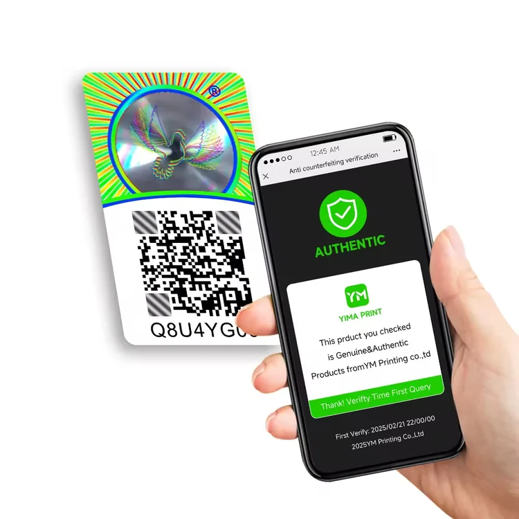 Custom printed security labels in mixed colors with QR codes and variable data - label constructions that can carry PPWR identification and manufacturer information