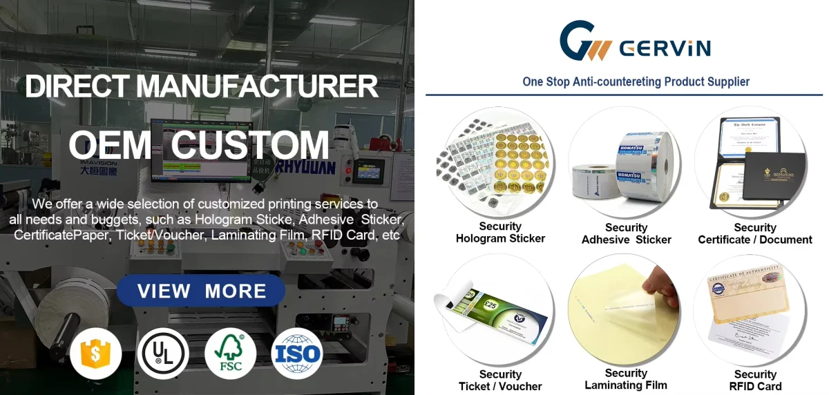 Factory variable data printing line producing serialized 2D barcode labels and security stickers