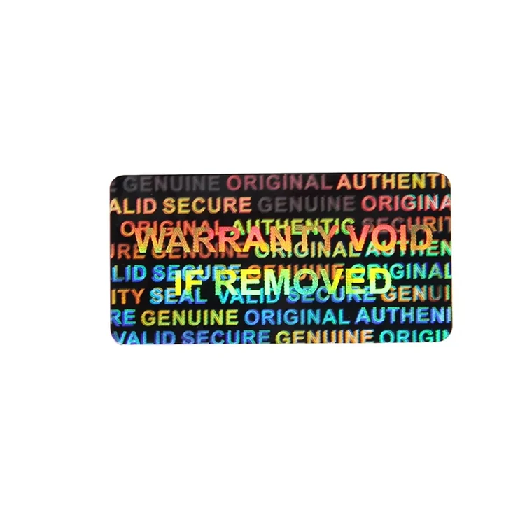VOID tamper-evident anti-counterfeit label showing warranty void if removed message