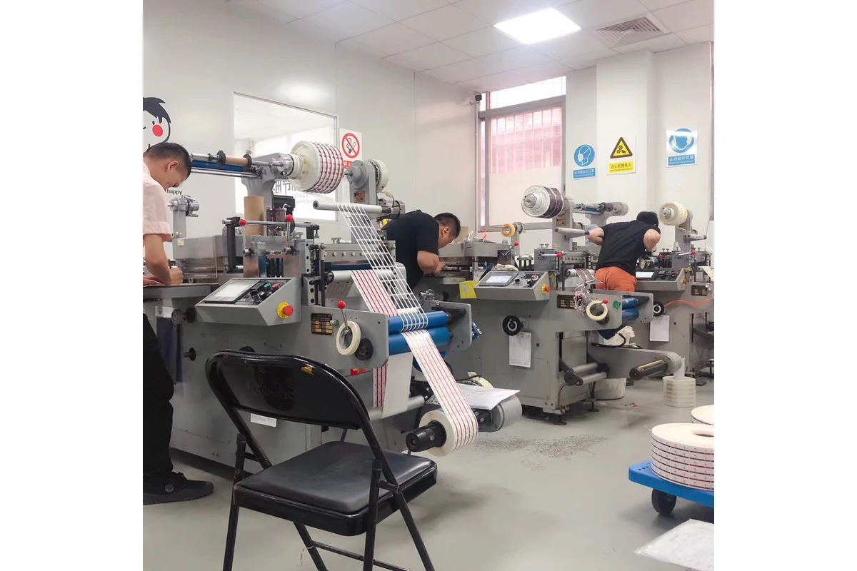 Label production line printing DPP ready QR code labels in roll form