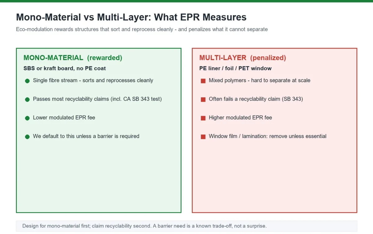 Mono-material versus multi-layer packaging recyclability comparison for EPR compliance